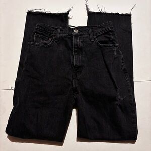 black abercrombie & fitch curve love 90s straight ultra high rise ripped jeans